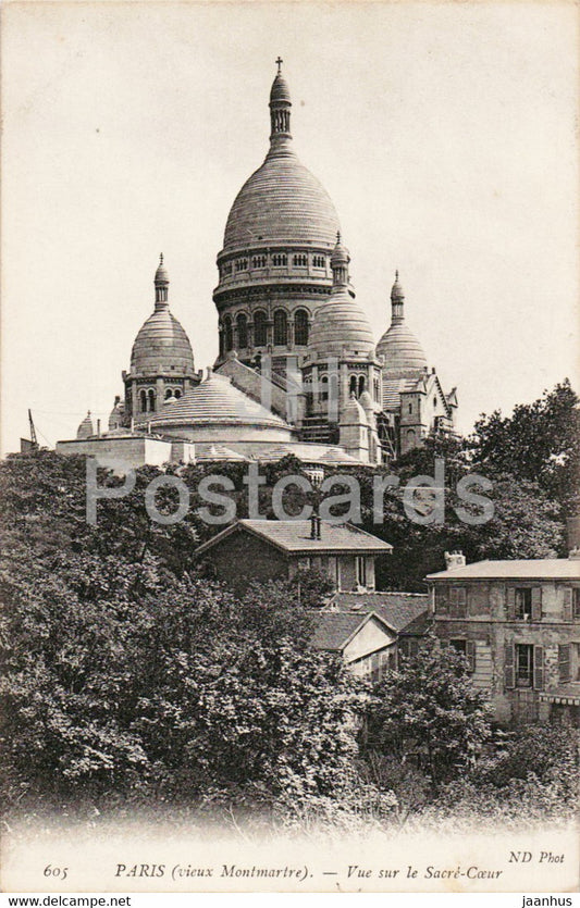 Paris - vieux Montmartre - Vue sur Sacre Coeur - 605 - old postcard - France - unused - JH Postcards