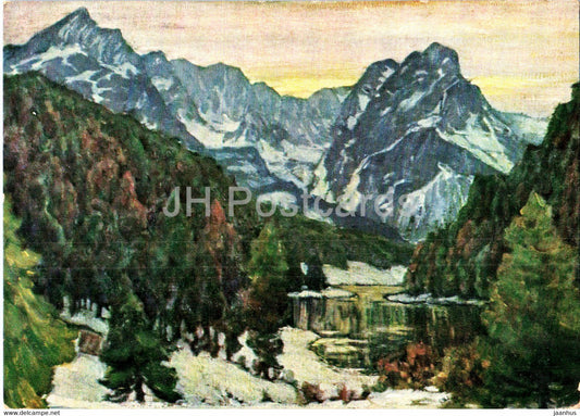 painting by Richard Albitz - Fohn uber Riesser See - German art - Germany - unused - JH Postcards