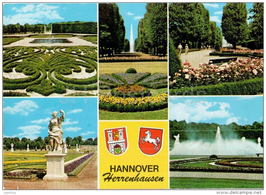 Hannover Herrenhausen - park - fountain - Germany - 1985 gelaufen - JH Postcards