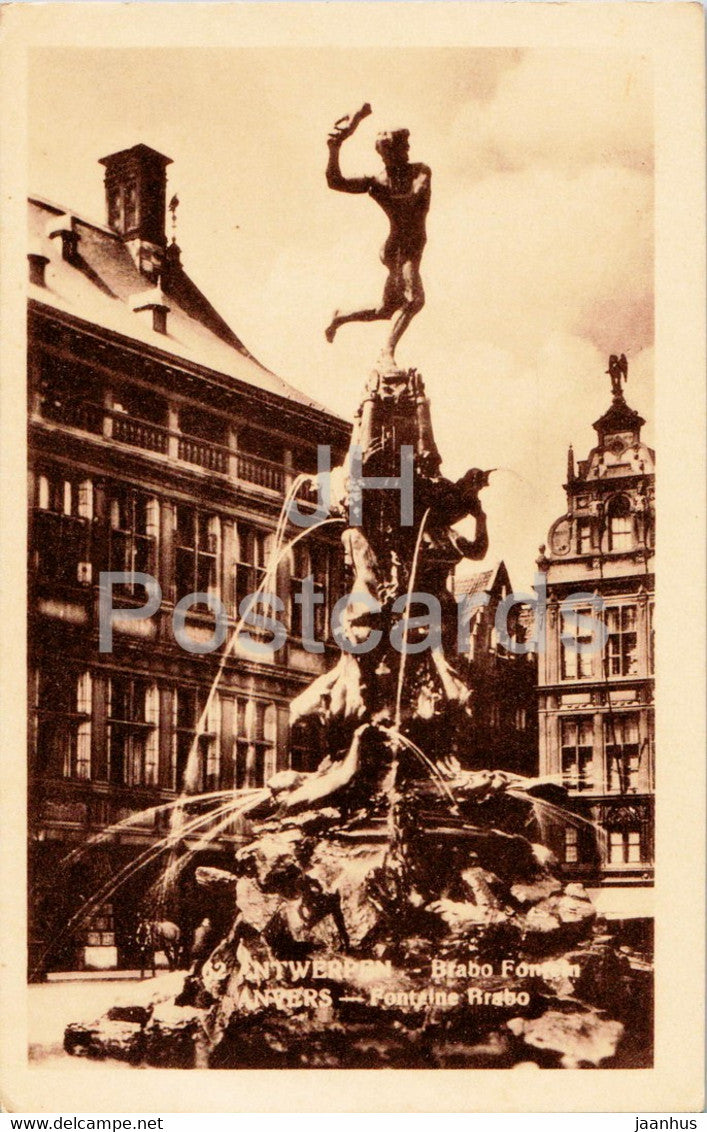 Anvers - Antwerpen - Brabo Fountain - old postcard - Belgium - unused - JH Postcards