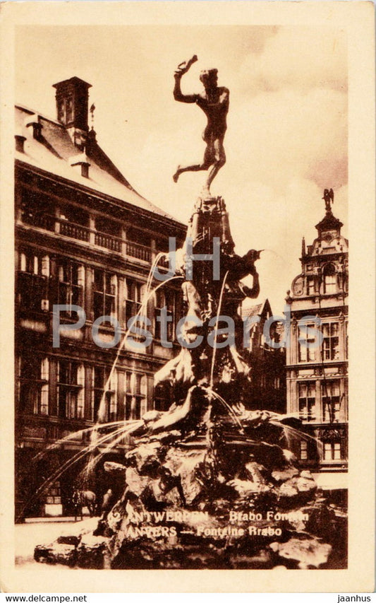 Anvers - Antwerpen - Brabo Fountain - old postcard - Belgium - unused - JH Postcards