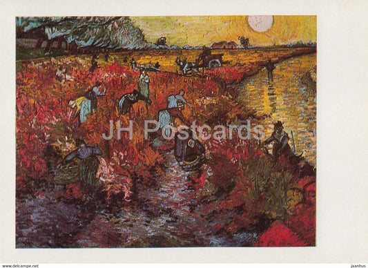 painting by Vincent van Gogh - Red vineyards in Arles - dutch art - 1982 - Russia USSR - unused - JH Postcards