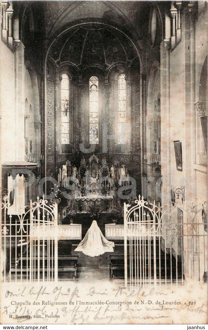 Chapelle des Religieuses de l'Immaculee Conception de N D de Lourdes - 326 - old postcard - 1906 - France - used - JH Postcards