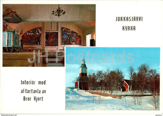 Jukkasjarvi - Interior med altartavla av Bror Hjort - altar - church - 1175 - Sweden – unused – JH Postcards