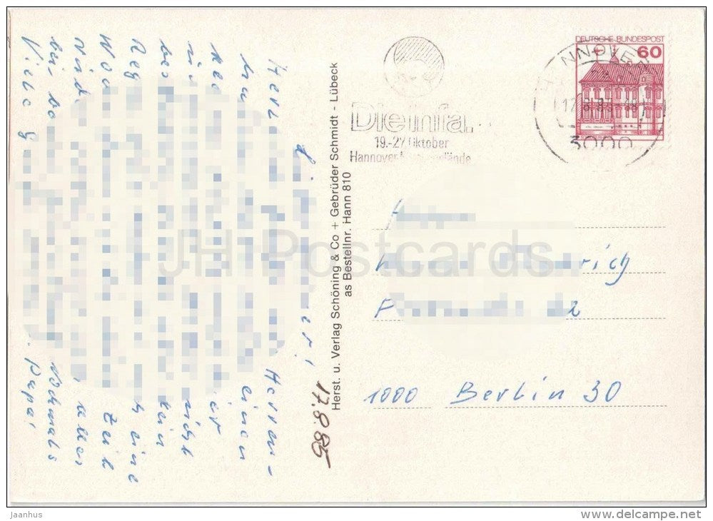 Hannover Herrenhausen - park - fountain - Germany - 1985 gelaufen - JH Postcards