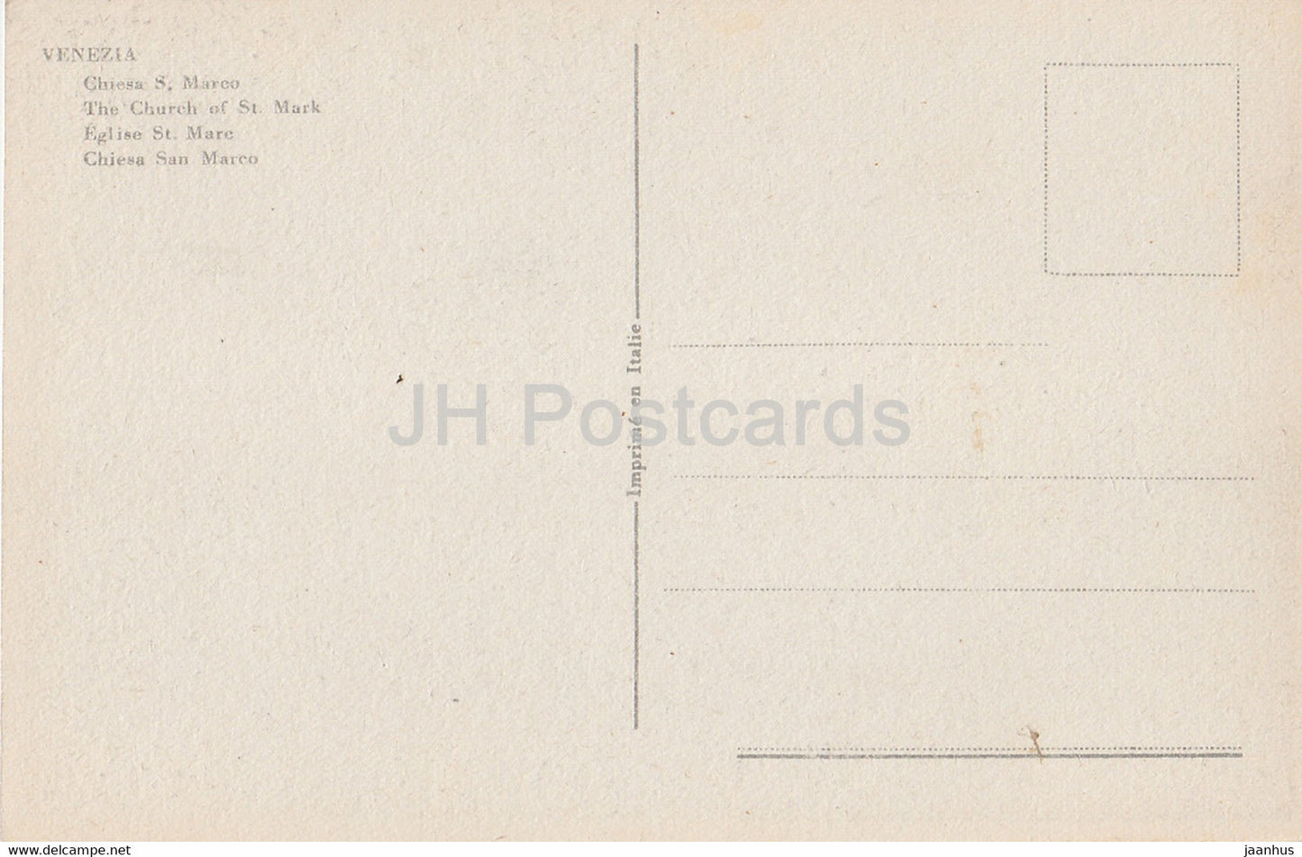 Venezia - Vendig - Venise - Chiesa S Marco - L'église Saint-Marc - carte postale ancienne - Italie - inutilisée