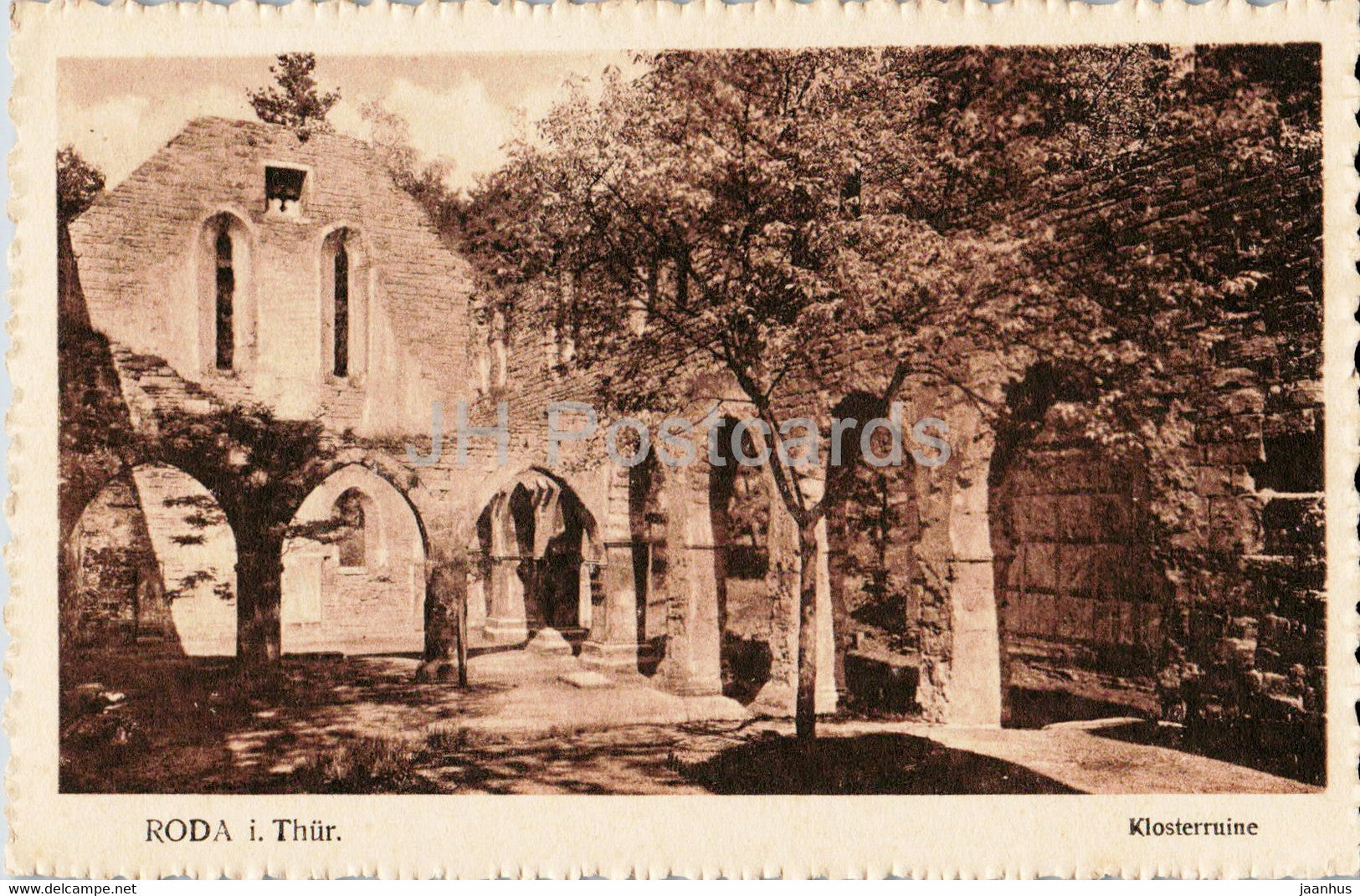 Roda i Thur - Klosterruine - monastery ruins - old postcard - 1930 - Germany - used - JH Postcards