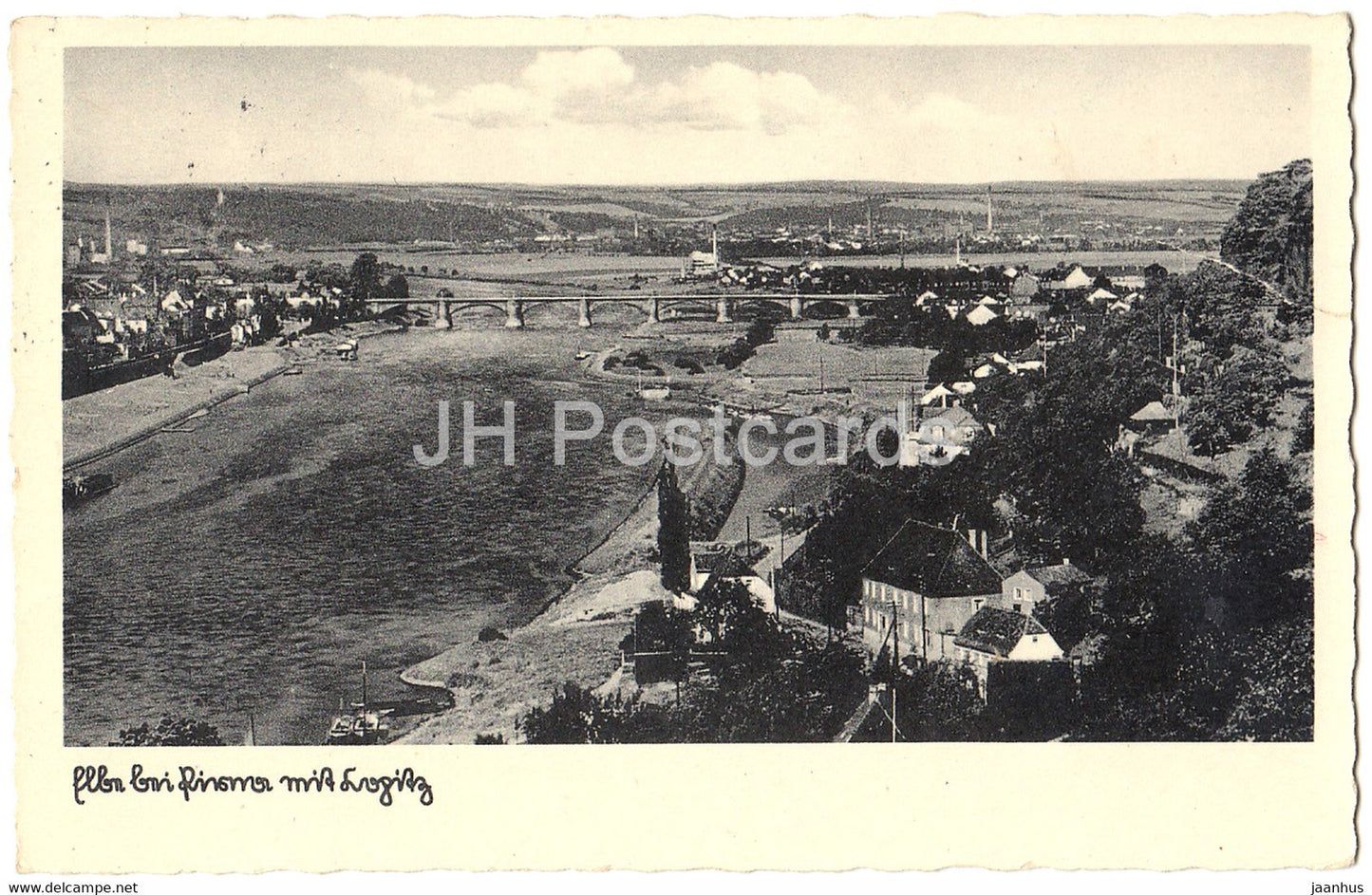 Elbe bei Pirna mit Lositz - old postcard - 1955 - Germany DDR - used - JH Postcards