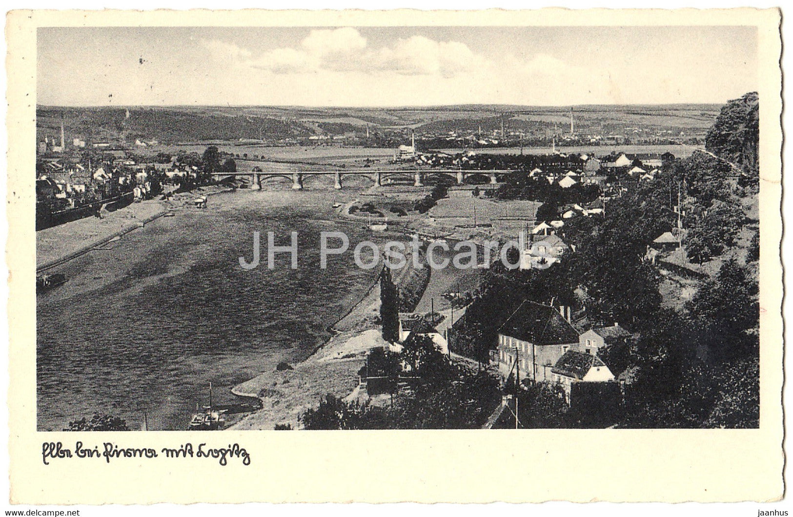 Elbe bei Pirna mit Lositz - old postcard - 1955 - Germany DDR - used - JH Postcards