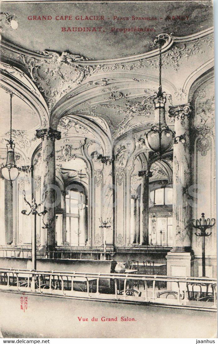 Grand Cafe Glacier - Place Stanislas - Baudinta - Proprietaire - Vue du Grans Salon - old postcard - France - unused - JH Postcards