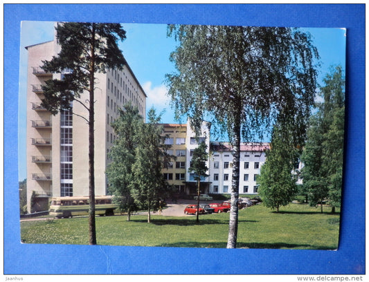 Rheuma Foundation - Hospital - Heinola - bus - cars - circulated in Finland 1976 , Heinola - Finland - used - JH Postcards