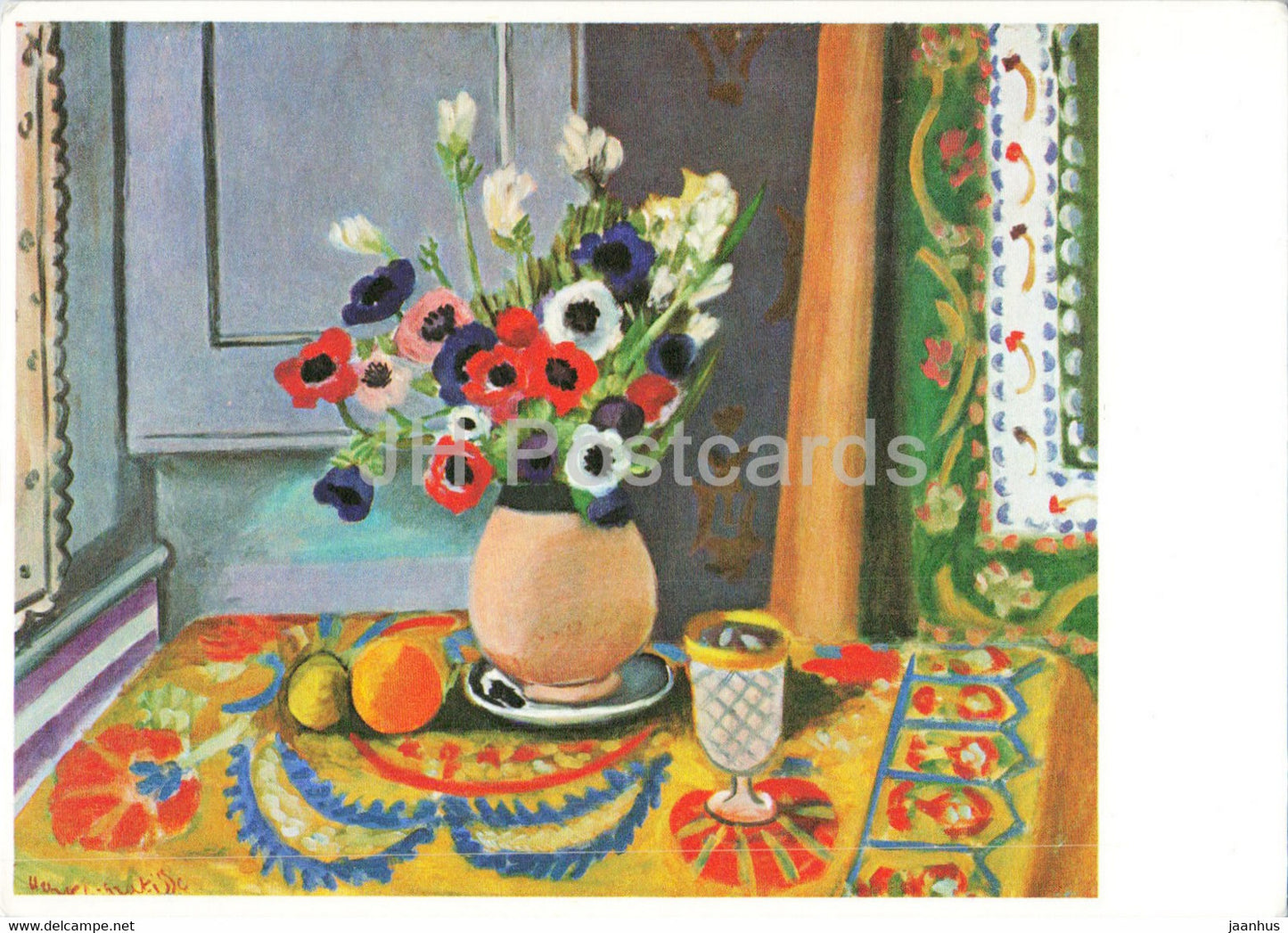 painting by Henri Matisse - Die Anemonen - Anemone - flowers - French art - Switzerland - unused - JH Postcards