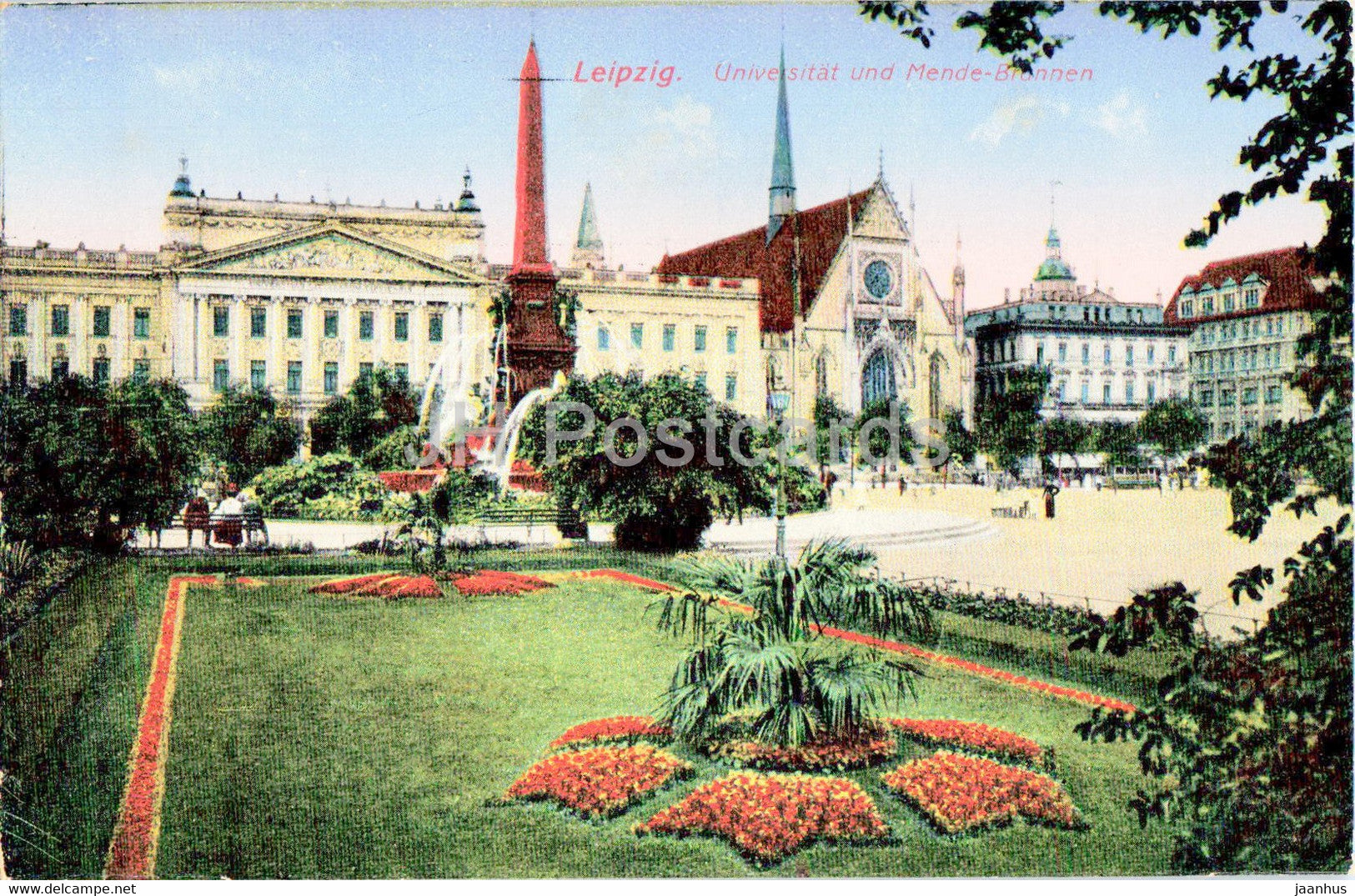 Leipzig - Universitat und Mende Brunnen - university - 23 - old postcard - Germany - unused - JH Postcards