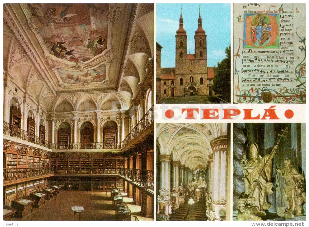 Tepla - cathedral - library - Czechoslovakia - Czech - unused - JH Postcards