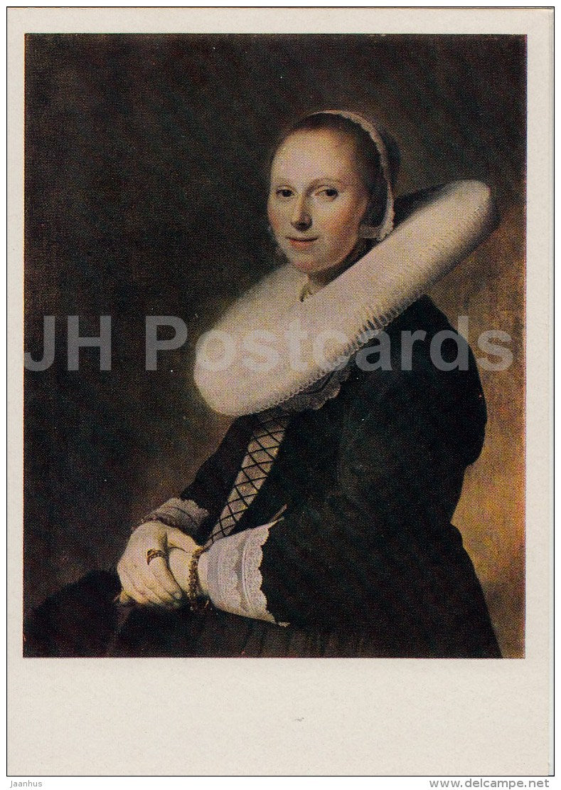 painting  by Johannes Cornelisz Verspronck - Portrait of a Young Woman , 1644 - Dutch art - 1963 - Russia USSR - unused - JH Postcards