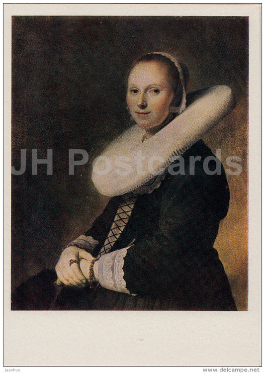 painting  by Johannes Cornelisz Verspronck - Portrait of a Young Woman , 1644 - Dutch art - 1963 - Russia USSR - unused - JH Postcards