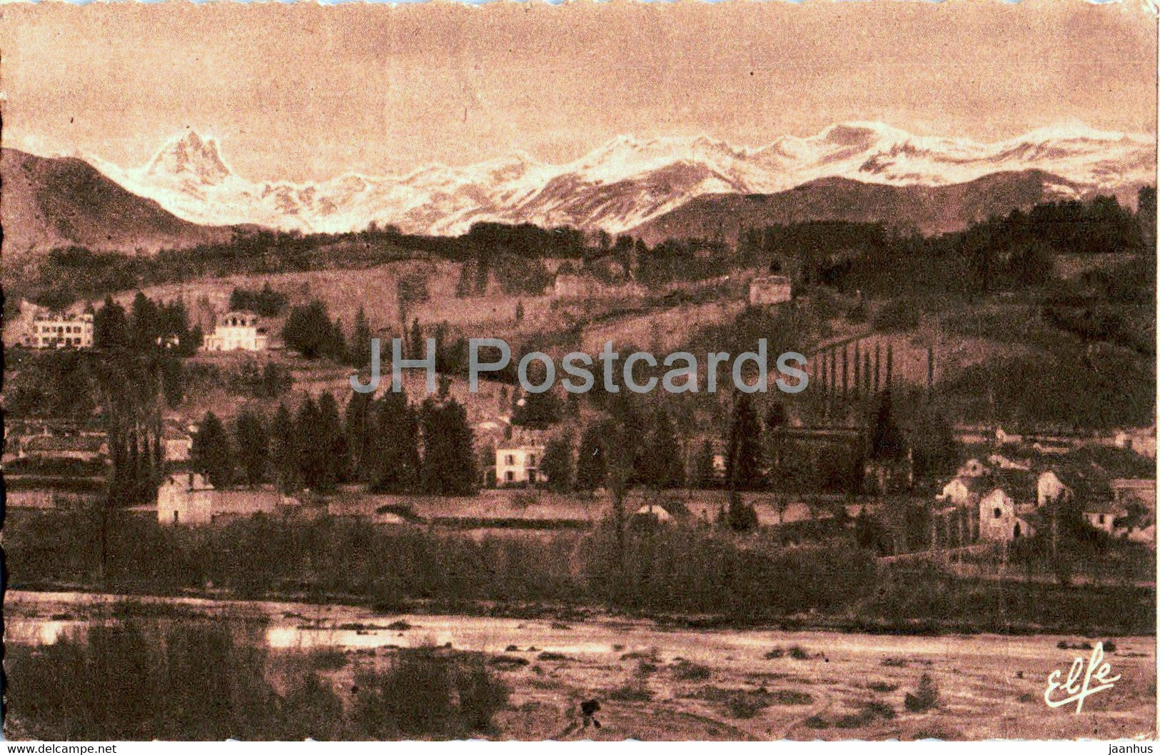 Pau - Le Gave et les Pyrenees vus de la Place Royale - 680 - old postcard - 1947 - France - used - JH Postcards