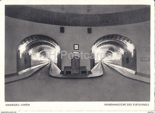 Hamburg - Hafen - Innenansicht des Elbtunnels - old postcard - Germany - unused - JH Postcards