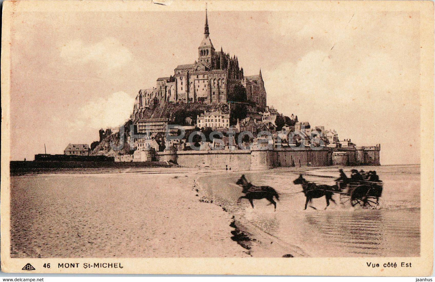 Mont St Michel - Vue cote est - 46 - old postcard - France - unused - JH Postcards