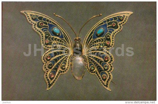 Brooch , Butterfly - gold - Russian and Soviet Jewellery - 1984 - Russia USSR - unused - JH Postcards
