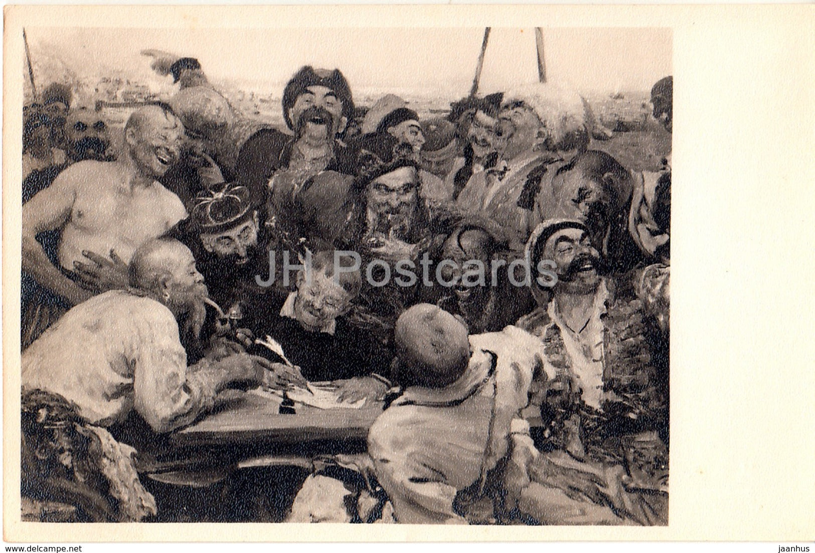 painting by I. Repin - Reply of the Zaporozhian Cossacks - 1963 - Russia USSR - unused - JH Postcards