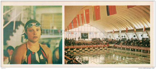 Yulia Bogdanova world breast-stroke champion in the pool - swimming - Leningrad - 1980 - Russia USSR - unused - JH Postcards