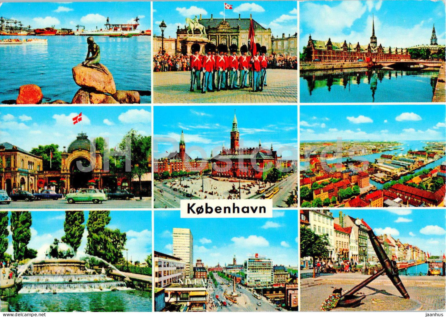 Copenhagen - Kobenhavn - Gefion fountain - Little Mermaid - Royal Guard - multiview - 989/28 - Denmark - used - JH Postcards