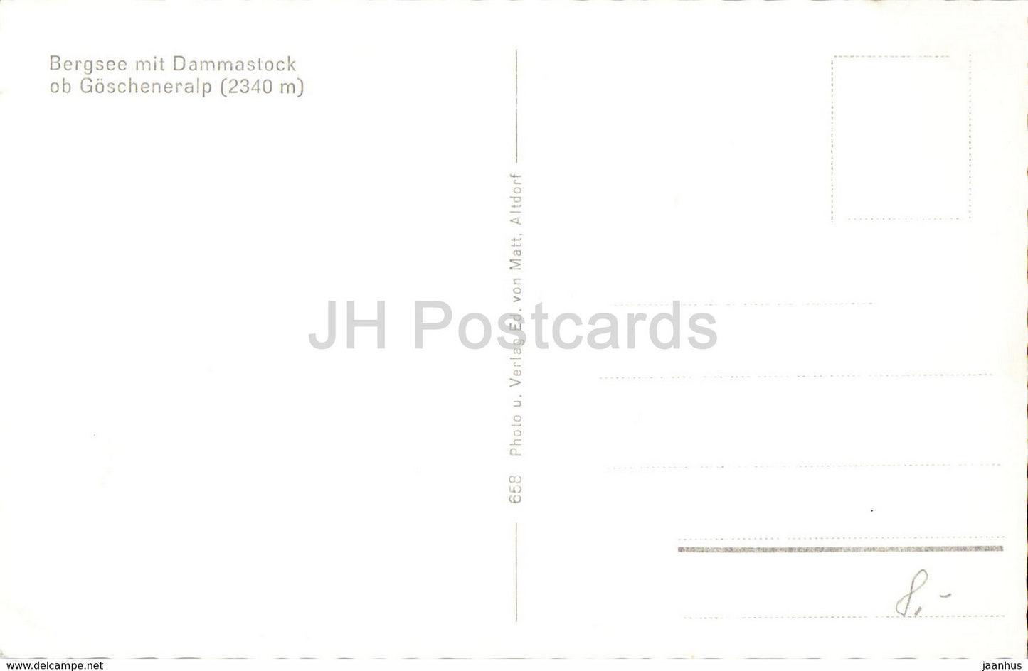 Bergsee mit Dammastock ob Göscheneralp - 658 - alte Postkarte - Schweiz - unbenutzt