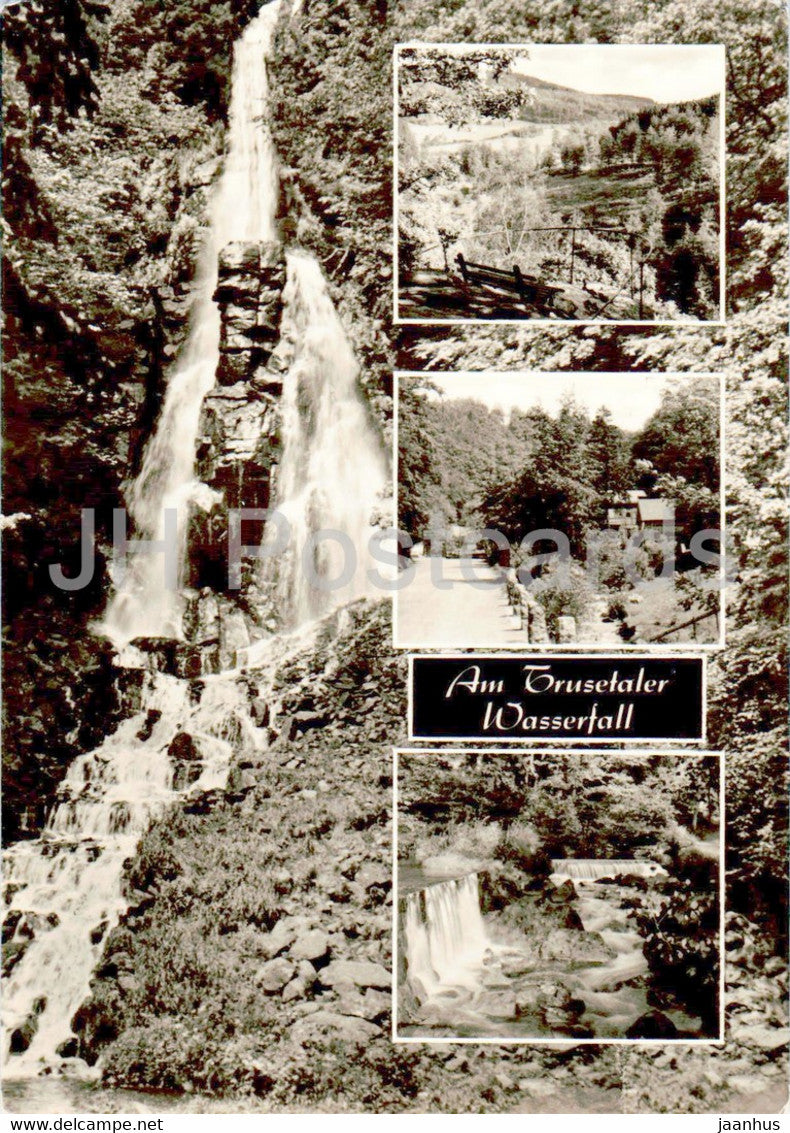 Am Trusetaler Wasserfall - waterfall - old postcard - Germany DDR - used - JH Postcards