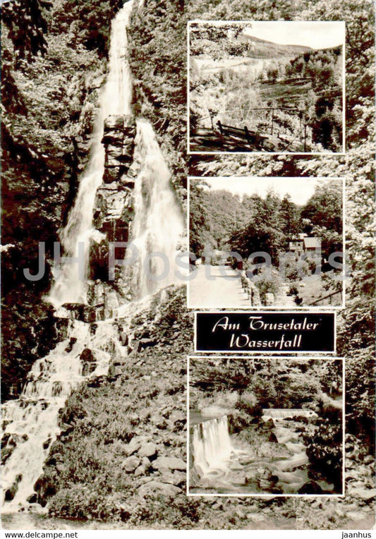 Am Trusetaler Wasserfall - waterfall - old postcard - Germany DDR - used - JH Postcards