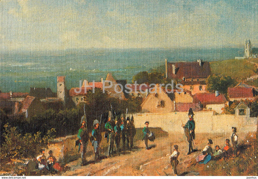 painting by Carl Spitzweg - Altes Stadchen - German art - Germany - unused - JH Postcards