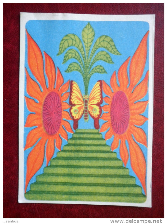 illustration by V. Vinn - butterfly - 1971 - Estonia USSR - unused - JH Postcards
