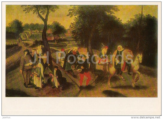 painting by School of Pieter Bruegel the Elder - Back from the Kermess - horse - Dutch art - Russia USSR - 1984 - unused - JH Postcards