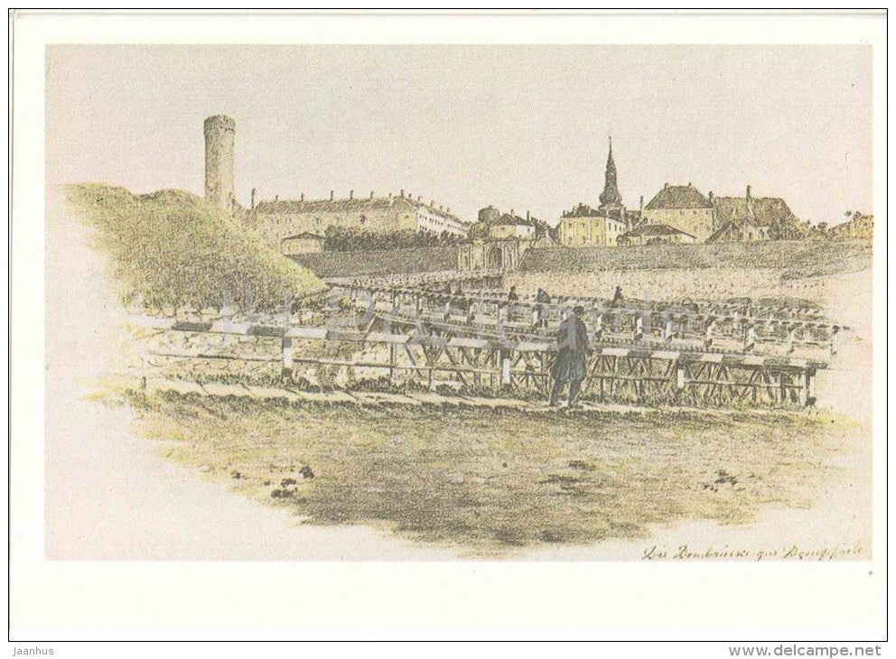 drawing by C. Buddeus , A View of Toompea from the South - Old Views of Tallinn - 1984 - Estonia USSR - unused - JH Postcards