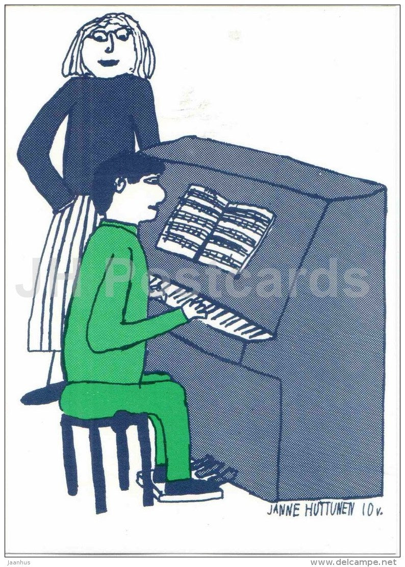 illustration by Janne Huttunen - piano - European Suzuki Workshop 1986 - Finland - unused - JH Postcards