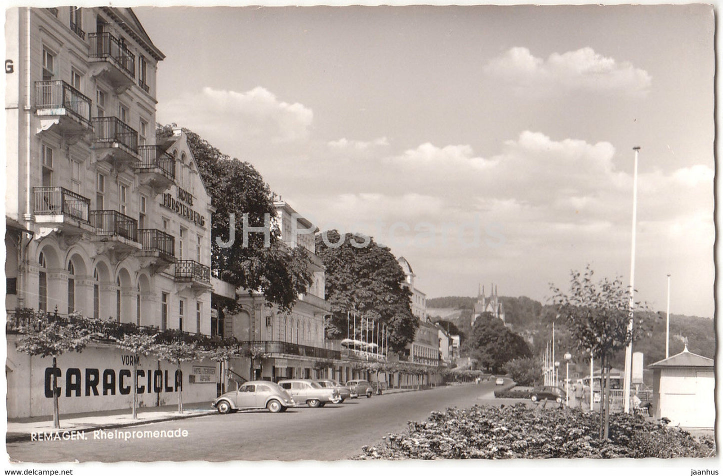 Remagen - Rheinpromenade - Hotel Furstenberg Caracciola - Remagen am Rhein - car Volkswagen - 1958 - Germany - used - JH Postcards