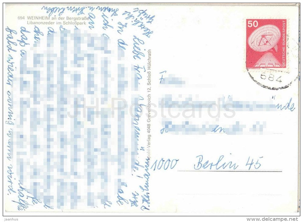 Weinheim an der Bergstrasse - Libanonzeder im Schlosspark - cedar - 694 - Germany - gelaufen - JH Postcards
