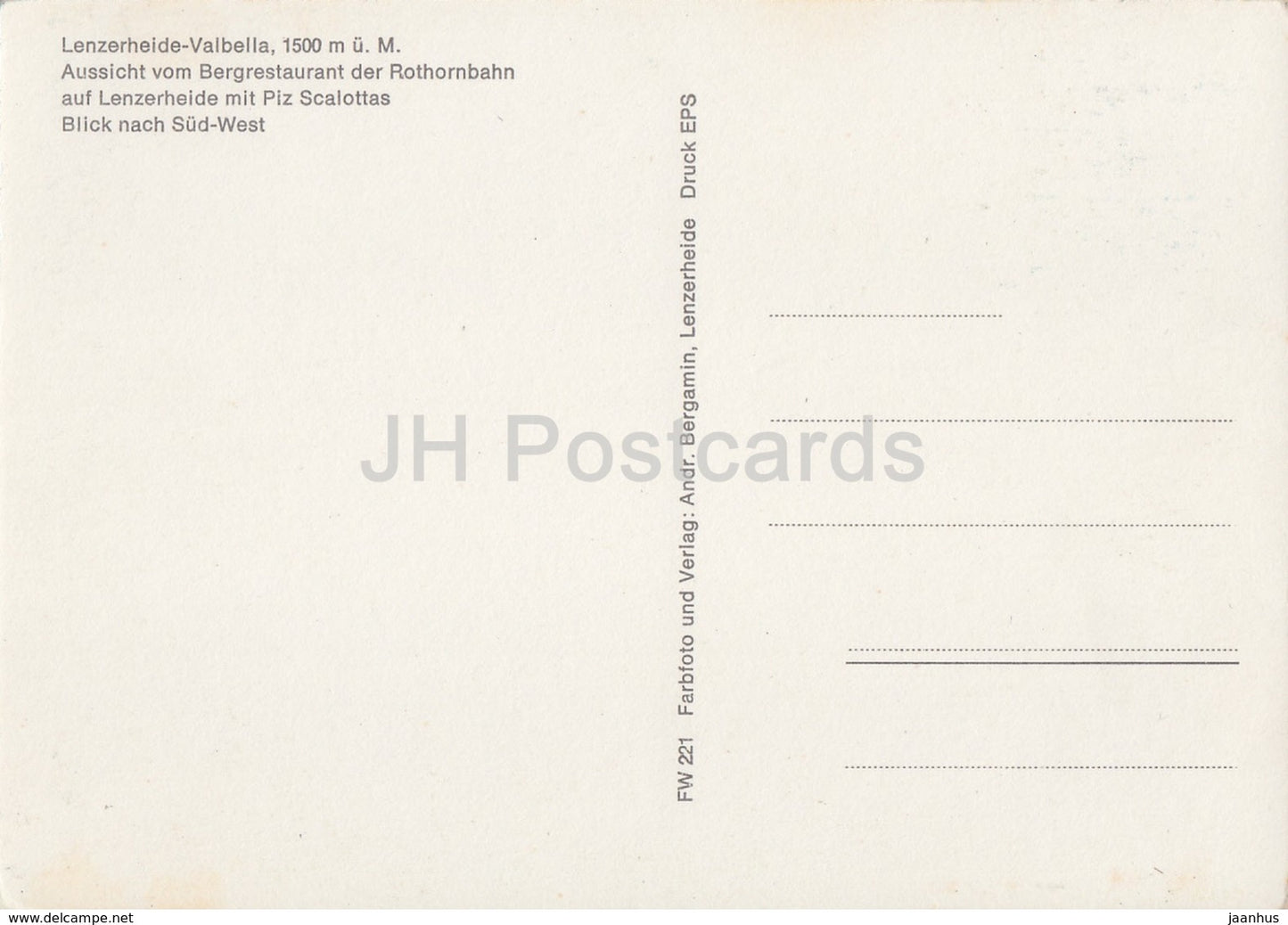 Lenzerheide Valbella 1500 m - Bergrestaurant der Rothornbahn - Piz Scalottas - Suisse - inutilisé