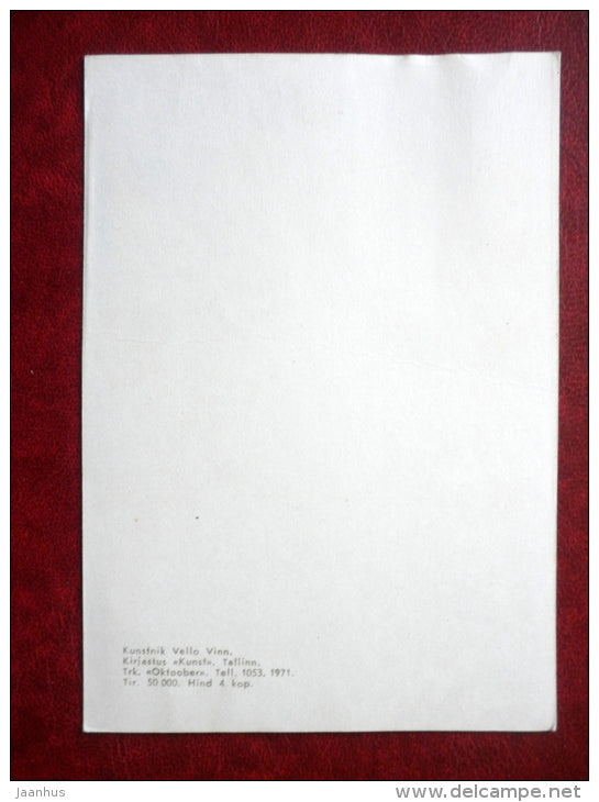 illustration by V. Vinn - butterfly - 1971 - Estonia USSR - unused - JH Postcards