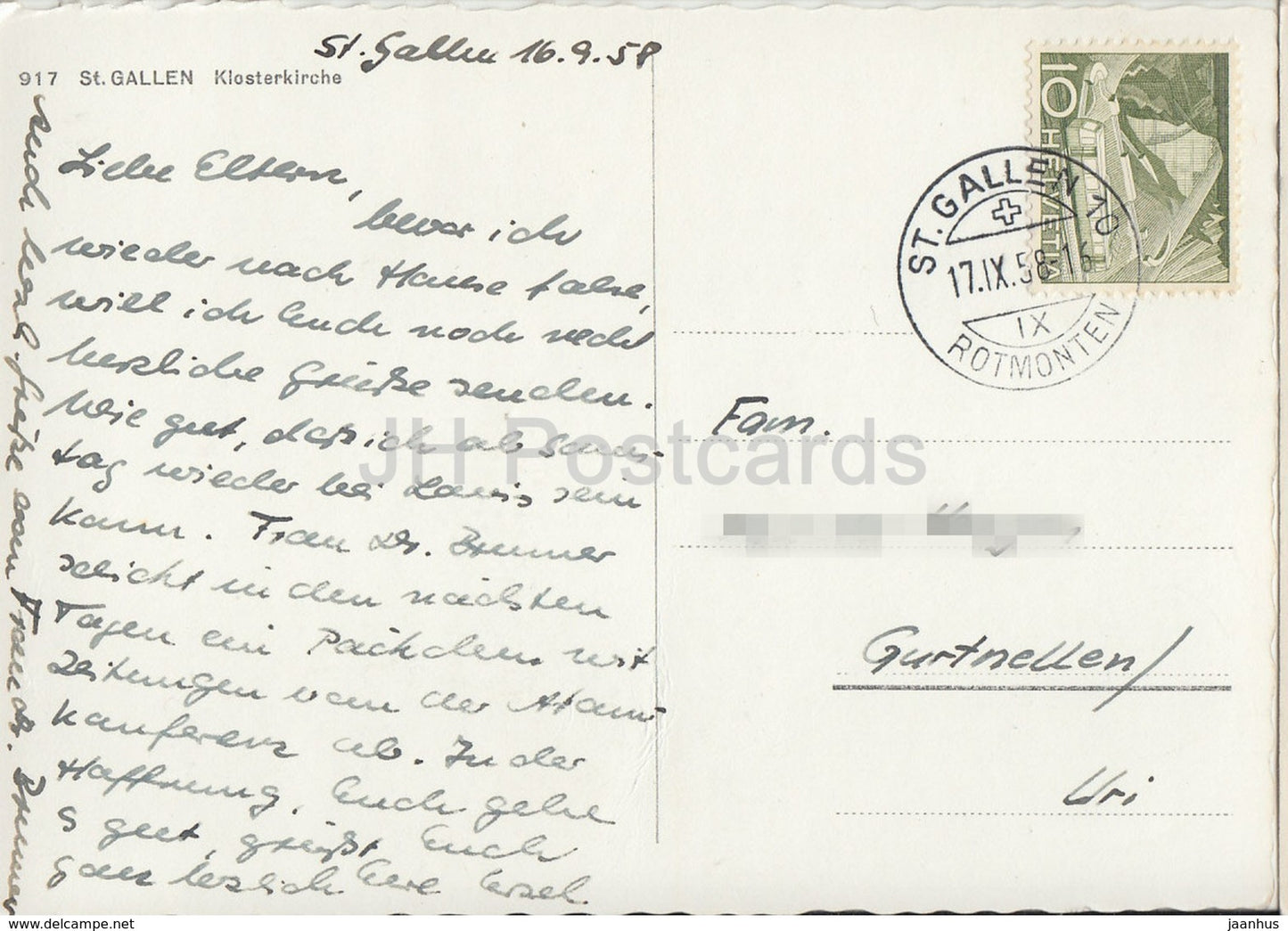 St Gallen - Klosterkirche - abbey church - 917 - 1958 - Switzerland - used