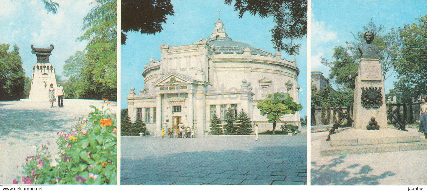 Sevastopol - monument to captain Kazarsky - The Panorama "Defence of Sevastopol - Crimea - 1983 - Ukraine USSR - unused - JH Postcards