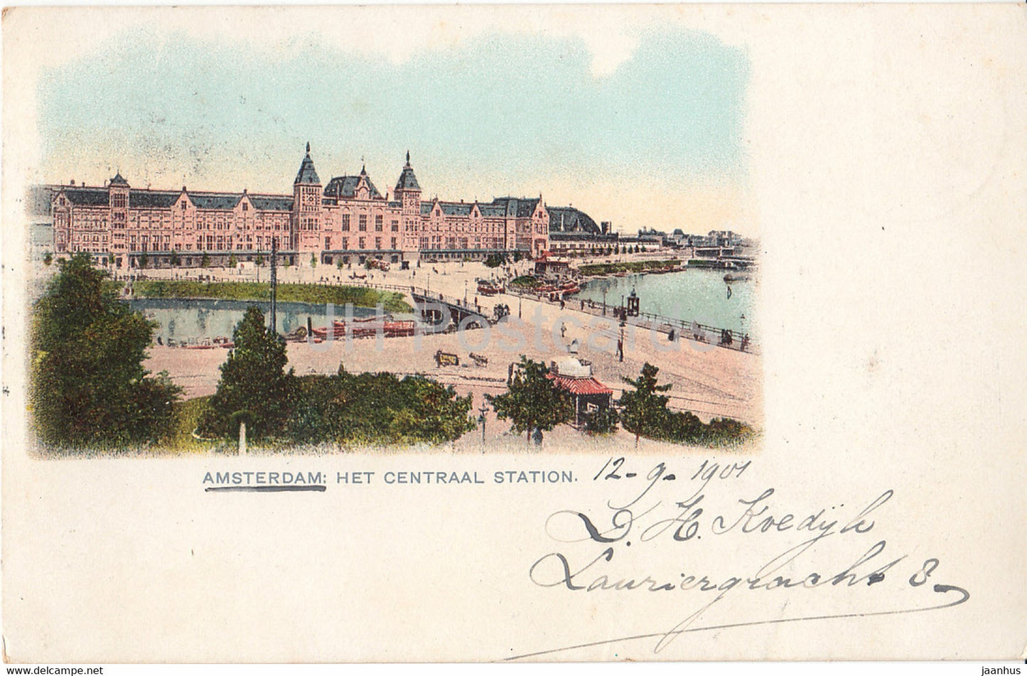Amsterdam - Het Centraal Station - railway station - old postcard - 1901 - Netherlands - used - JH Postcards