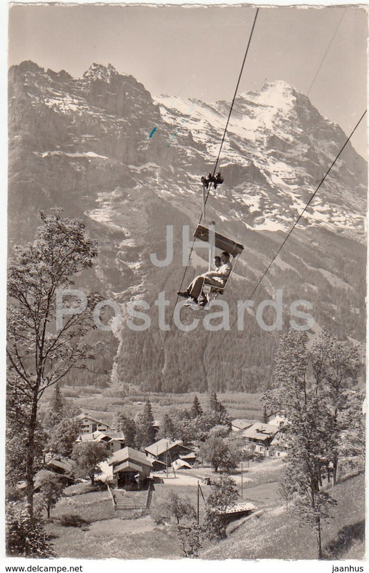 Die Firstbahn - Talstation Grindelwald - Hornli - Mitellegigrat - Eiger - ski lift - 15920 - Switzerland - 1950 - used - JH Postcards
