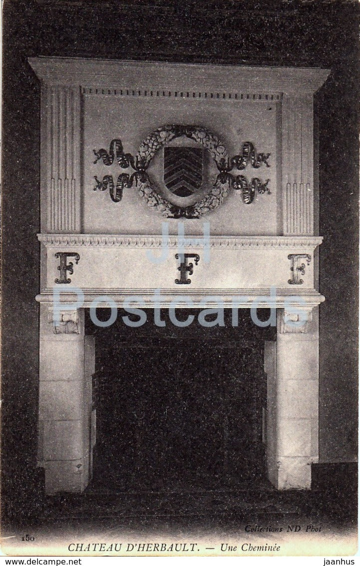 Chateau d' Herbault - Une Cheminee - castle - old postcard - France - unused - JH Postcards