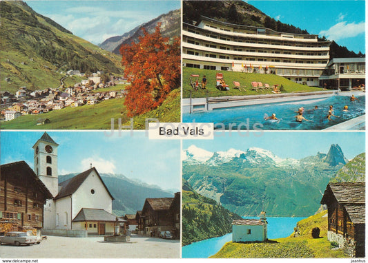 Bad Vals - Thermalbad - Dorfplatz - Frunt-Zervreila mit Zervreilahorn - pool - Switzerland - unused - JH Postcards