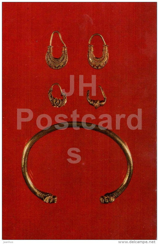 Earrings , Bracelet , 8th-7th centuries BC - Jewellery - Armenian History Museum - 1978 - Russia USSR - unused - JH Postcards
