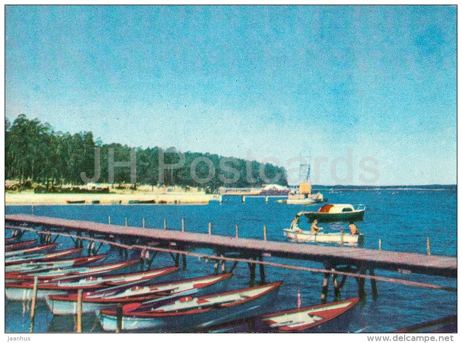 Lake Kisezers - boat - Riga - old postcard - Latvia USSR - unused - JH Postcards