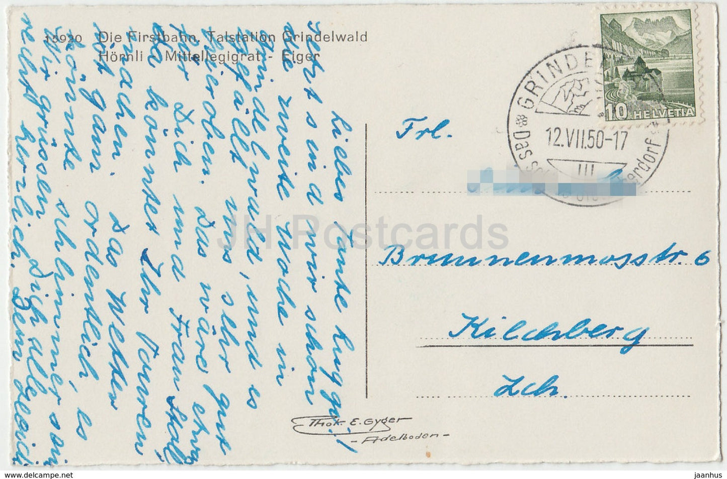 Die Firstbahn - Talstation Grindelwald - Hornli - Mitellegigrat - Eiger - Skilift - 15920 - Schweiz - 1950 - gebraucht