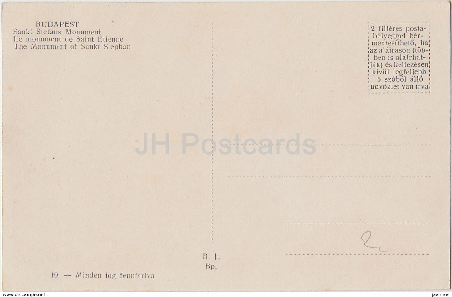 Budapest - Szent Istvan szobor - Sankt Stefans monument - monument - old postcard - Hungary - unused