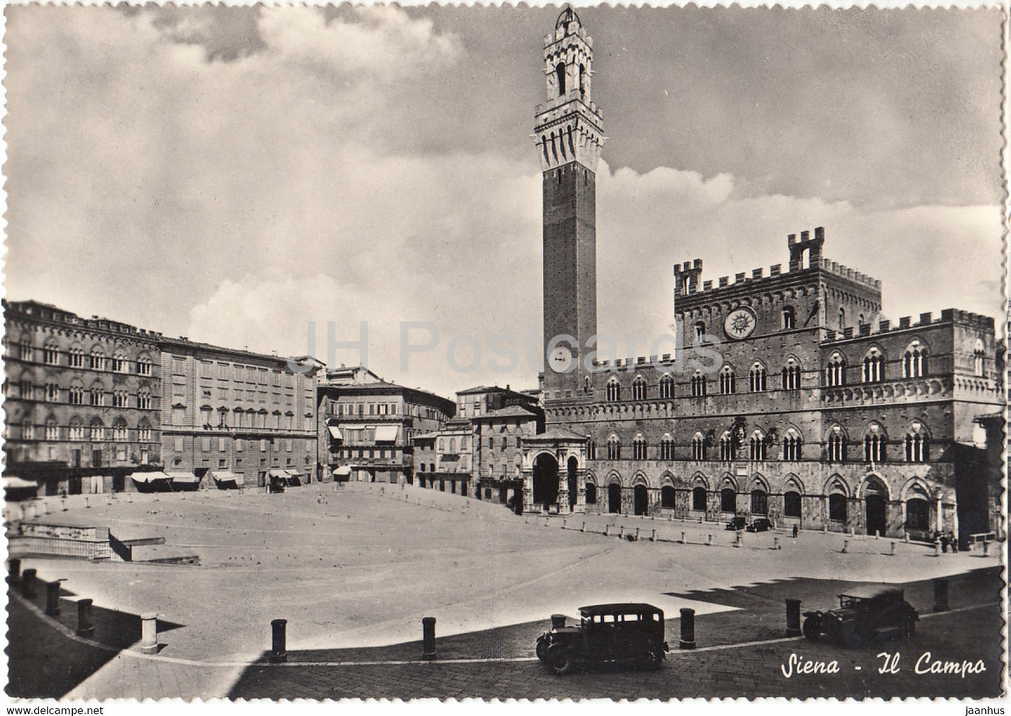 Siena - Il Campo - old car - old postcard - 1958 - Italy - used - JH Postcards